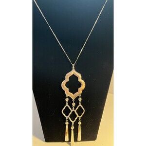 Cato Long Rhodium Pendant Necklace Silver Tone